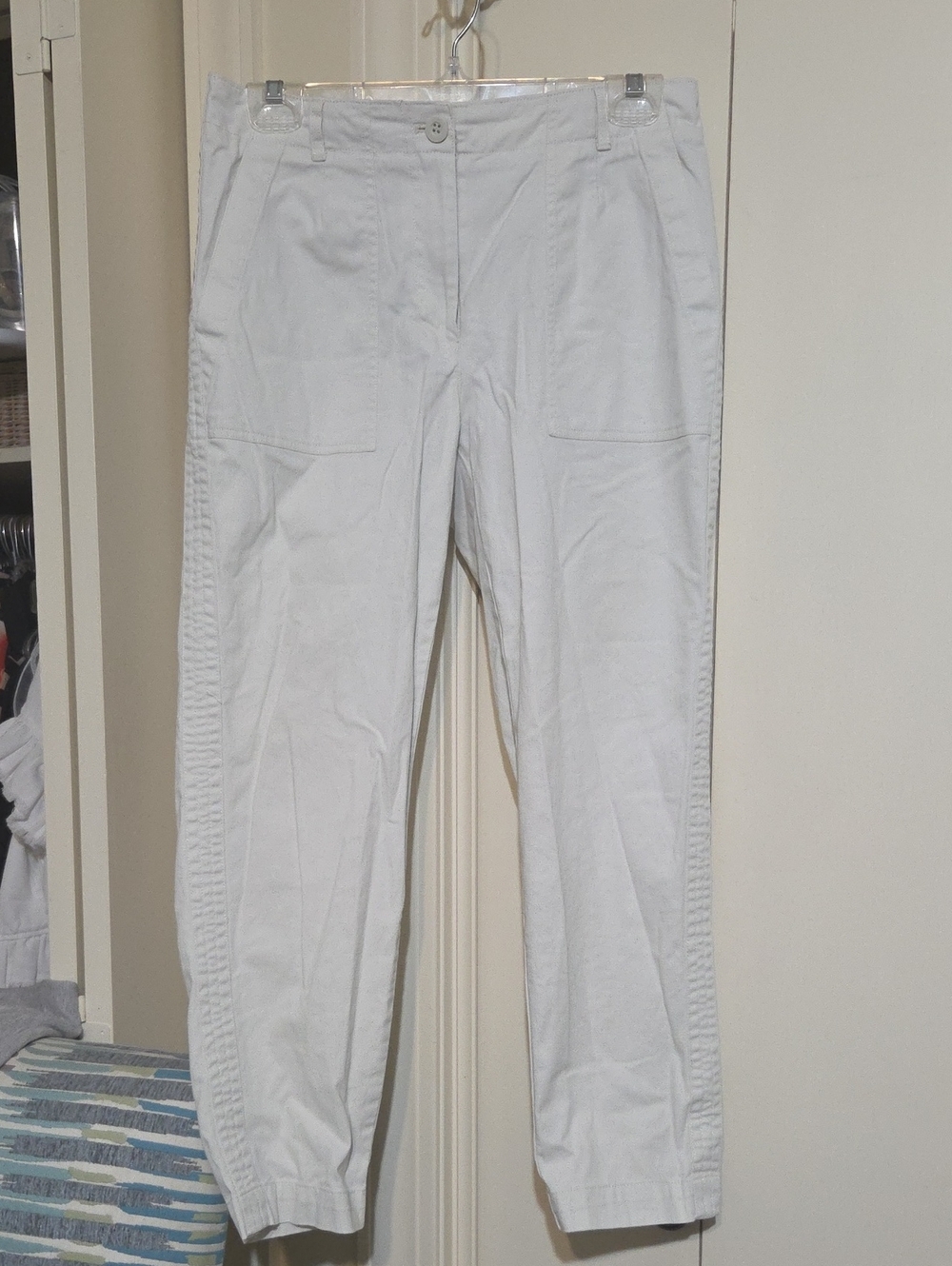 Chaps Cream Cropped Tapered Utility Trousers